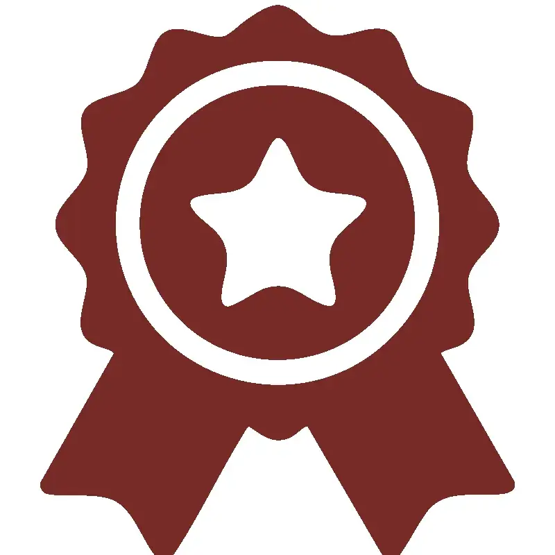 A red ribbon with a white star in the middle.